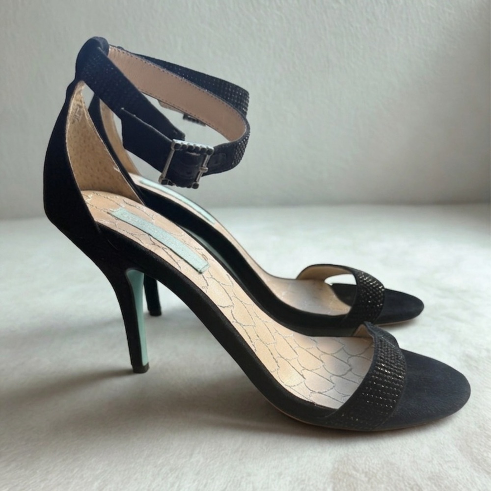 Betsey Johnson Black Ankle-Strap Stiletto Sandals